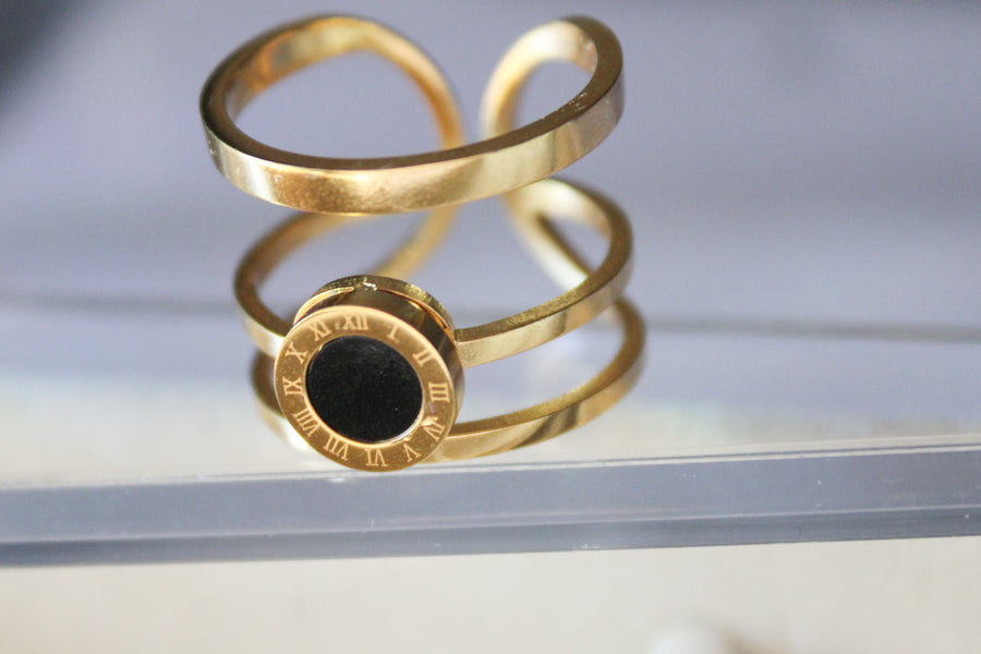 ANILLO TRIPLE DETALLE NEGRO