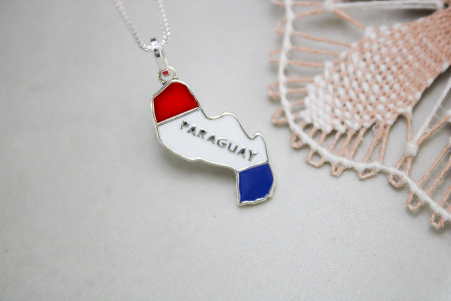 COLLAR MAPA DE PARAGUAY TRICOLOR