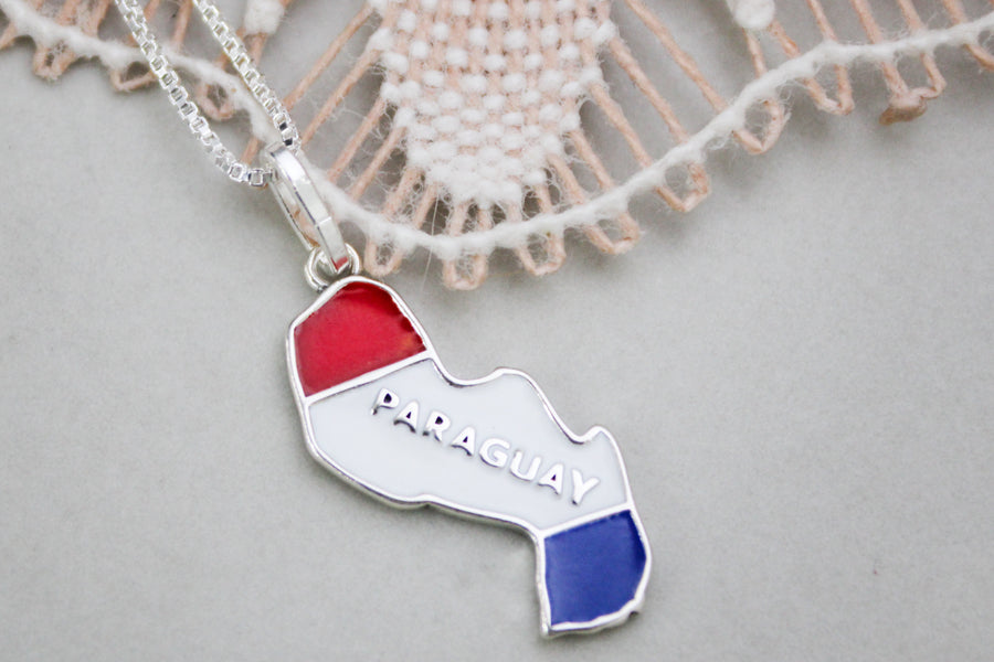 COLLAR MAPA DE PARAGUAY TRICOLOR