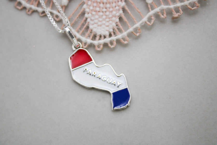 COLLAR MAPA DE PARAGUAY TRICOLOR