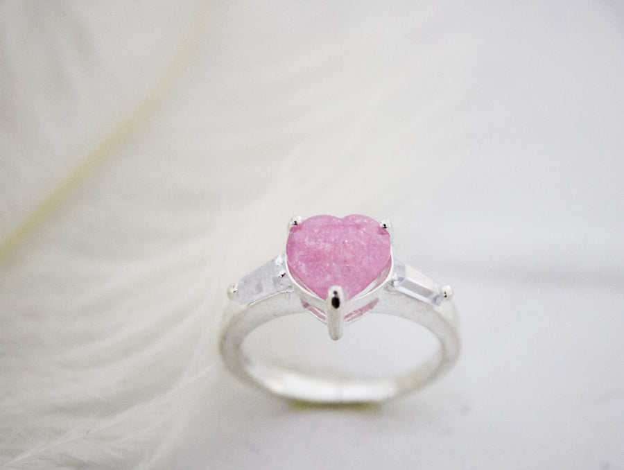 Anillo corazón rosa