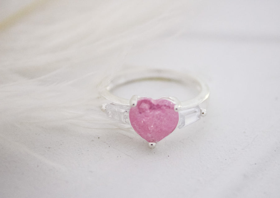 Anillo corazón rosa