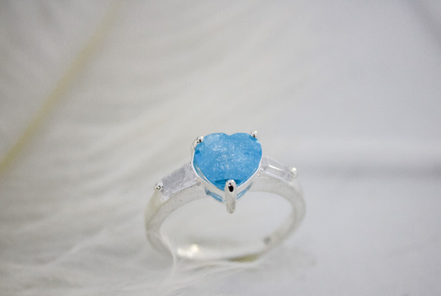 Anillo corazón celeste