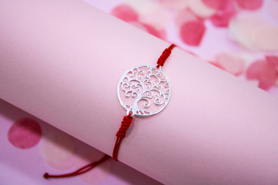 Pulsera hilo con árbol de la vida - Silver Line