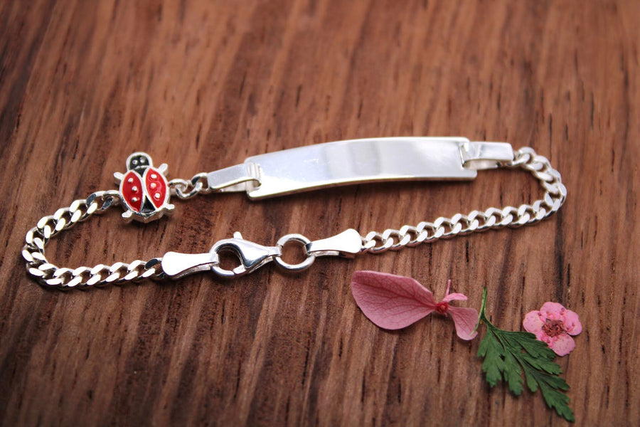 Pulsera infantil con placa - ladybug - Silver Line