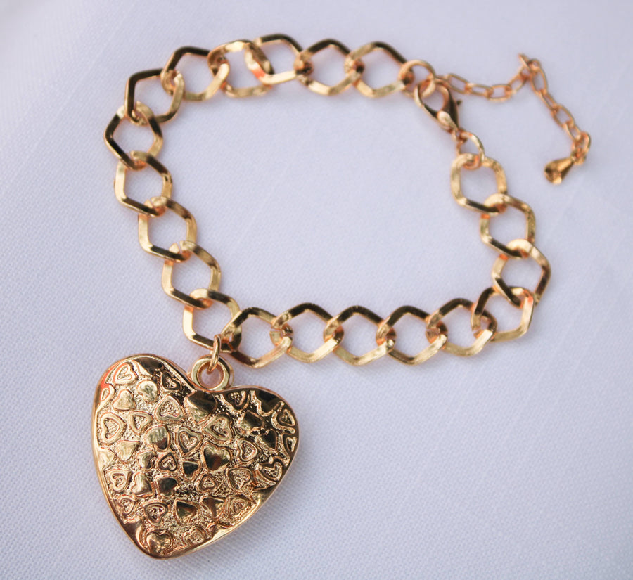 Pulsera enchapado con dije corazón - Silver Line